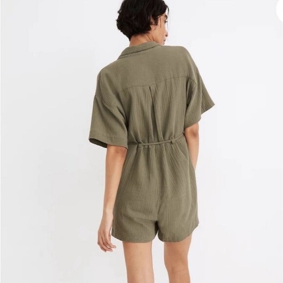 Madewell Lightspun Belted Safari Romper Olive Army Green Size M - Picture 14 of 14